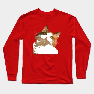 Cute Calico Cat With Tilted Head Long Sleeve T-Shirt